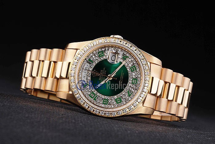 rolex replica daydate oro SARU green arab orologio imitazione - immagine 6