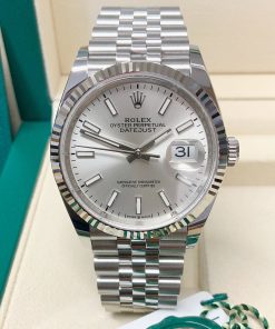 Alternative view of rolex replica datejust acciaio argentèè barrette orologio imitazione