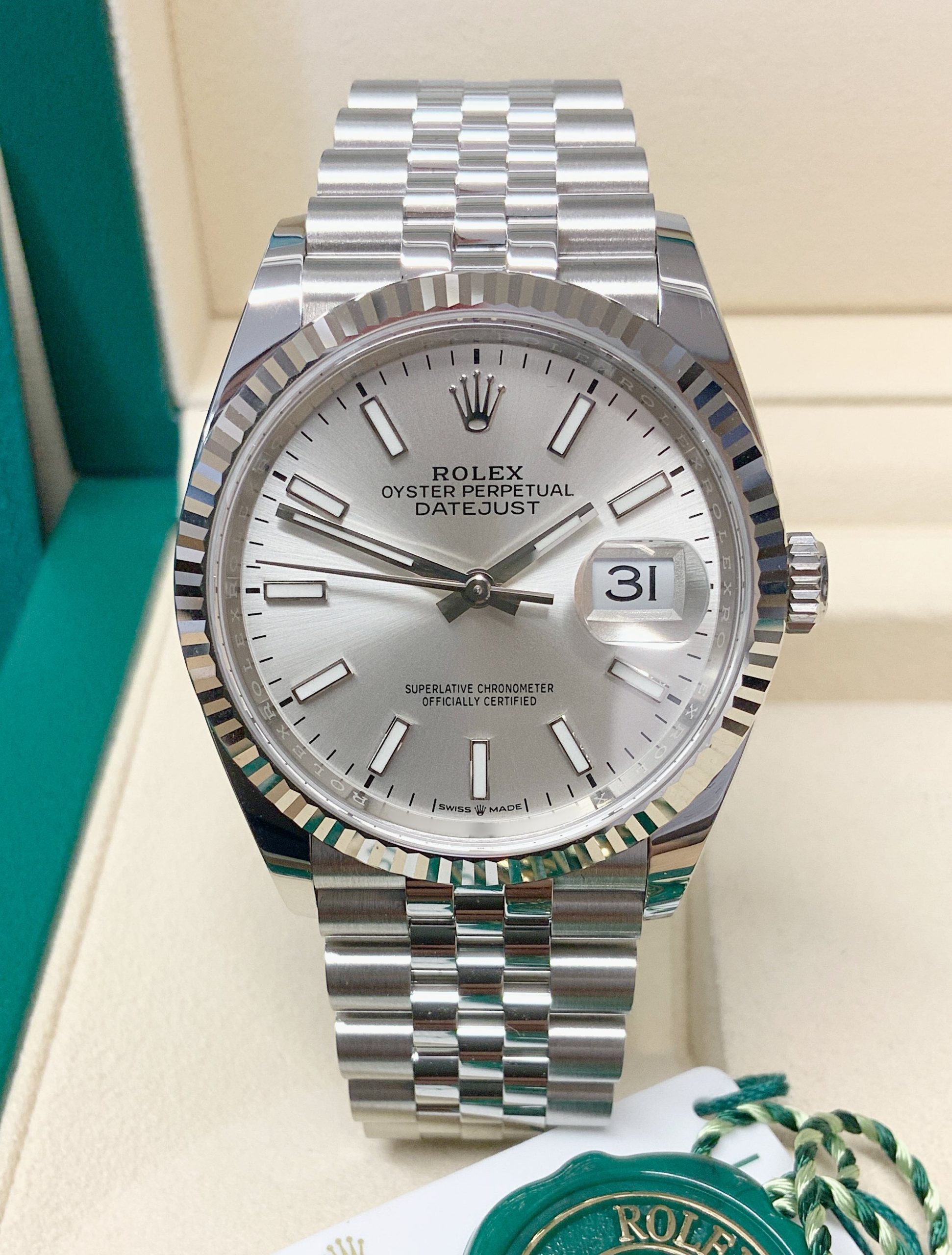 rolex replica datejust acciaio argentèè barrette orologio imitazione - immagine 2
