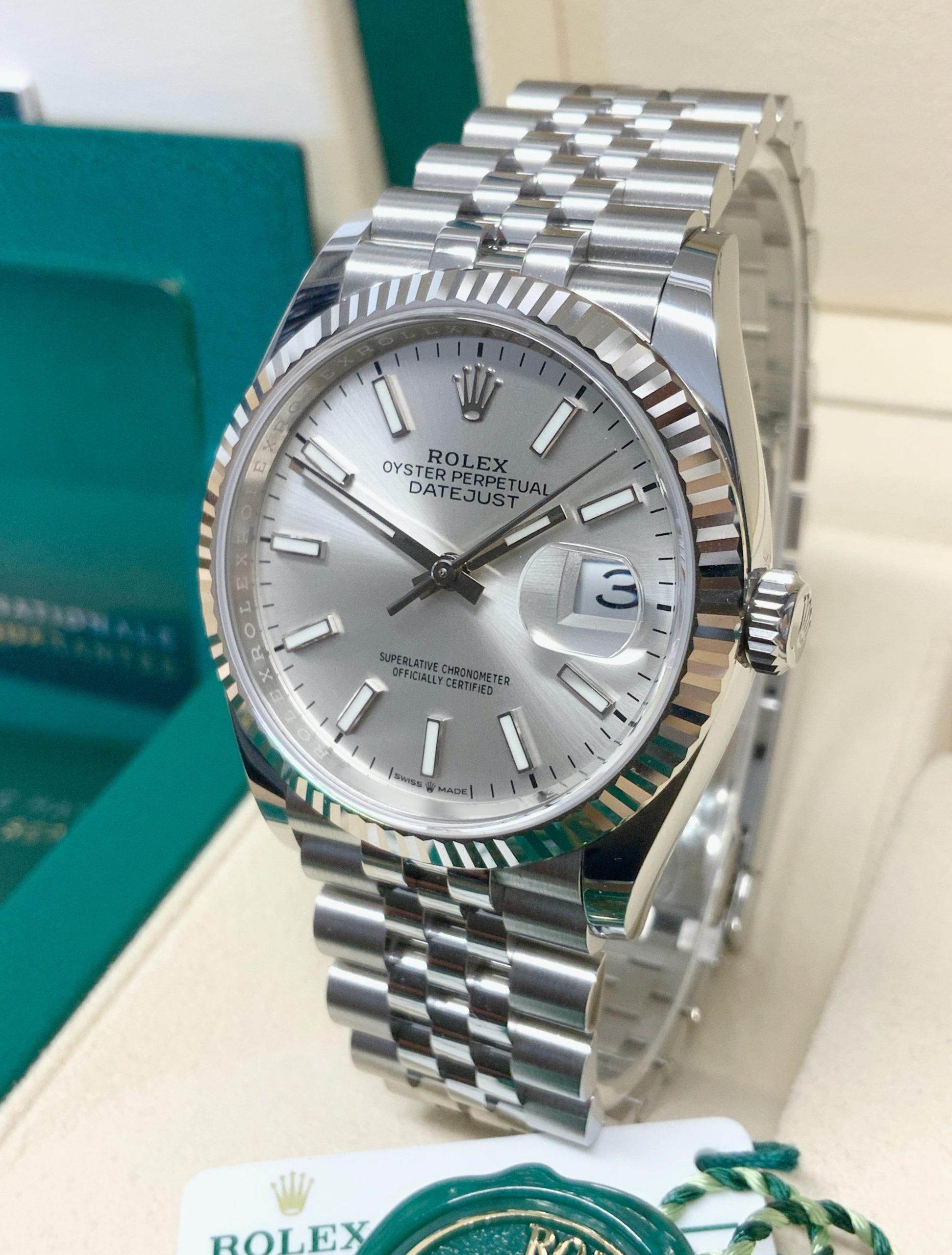 rolex replica datejust acciaio argentèè barrette orologio imitazione - immagine 4