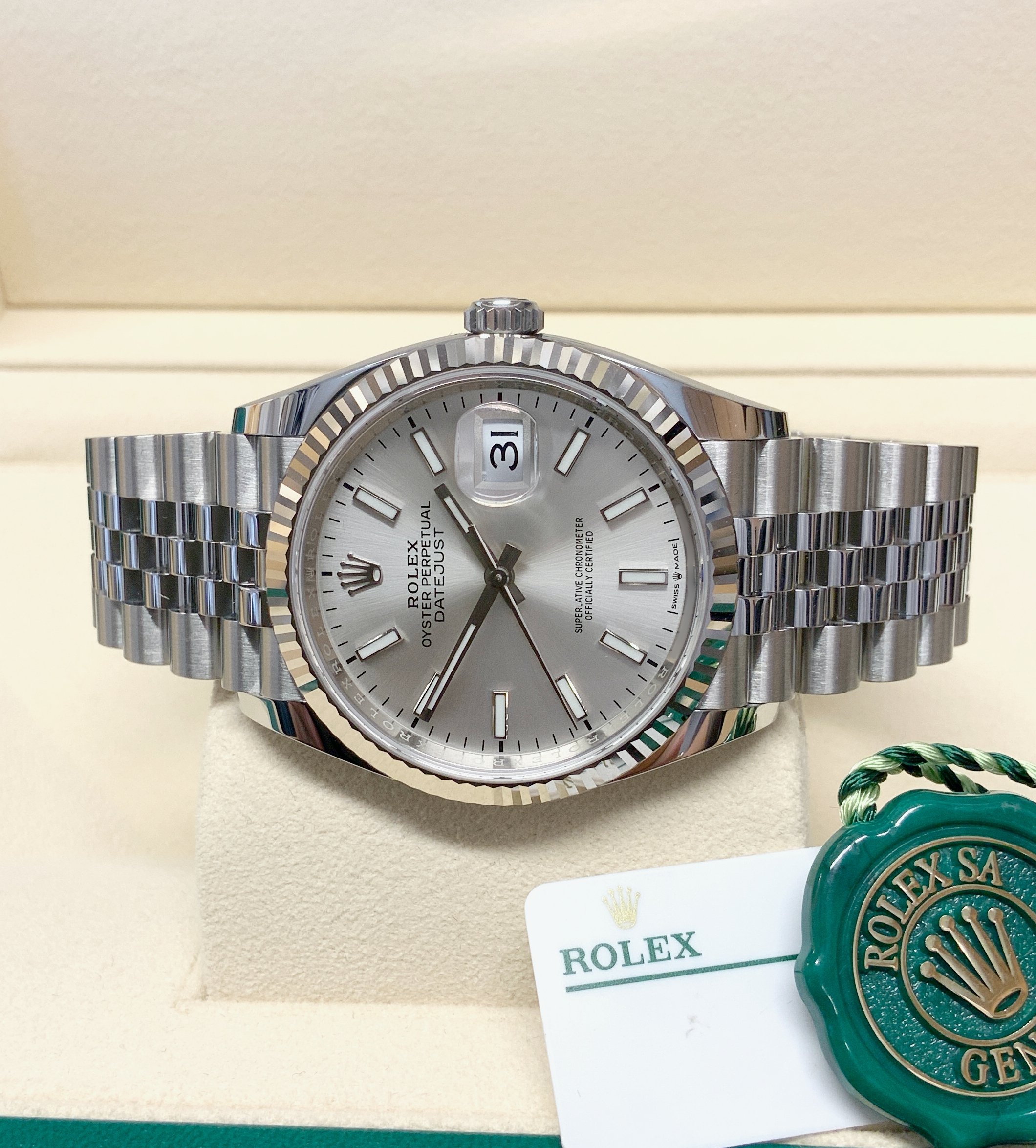 rolex replica datejust acciaio argentèè barrette orologio imitazione - immagine 7