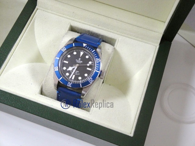 tudor replica black bay blue cinturino pelle orologio replica - immagine 3