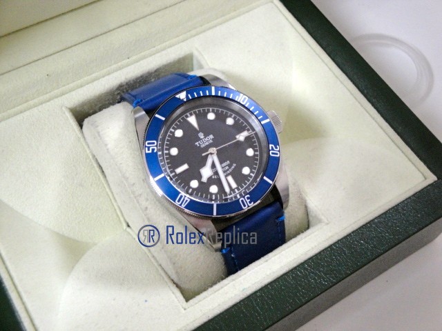 tudor replica black bay blue cinturino pelle orologio replica - immagine 4