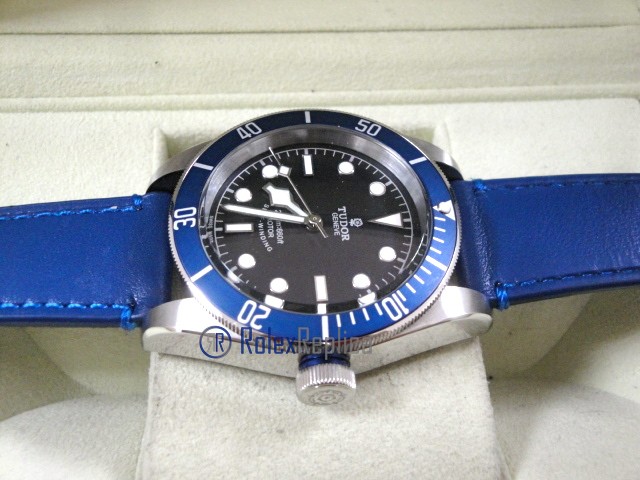 tudor replica black bay blue cinturino pelle orologio replica - immagine 7