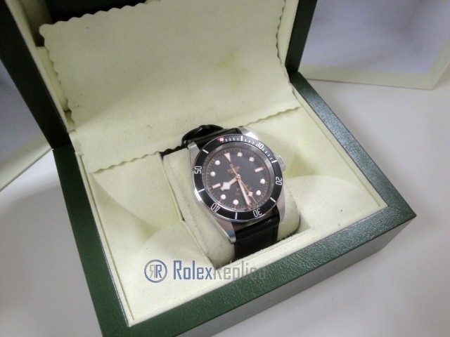tudor replica black bay black cinturino pelle orologio replica - immagine 3