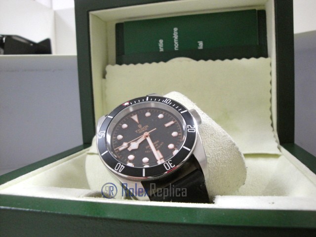 tudor replica black bay black cinturino pelle orologio replica - immagine 5