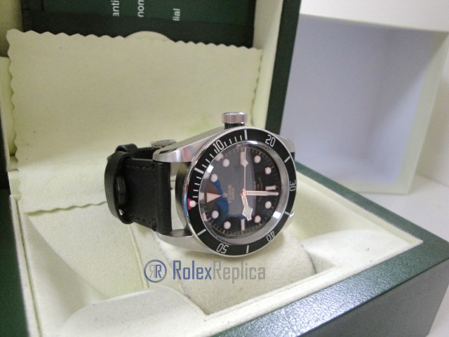 tudor replica black bay black cinturino pelle orologio replica - immagine 8