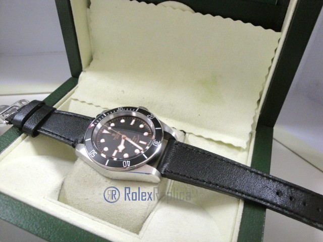 tudor replica black bay black cinturino pelle orologio replica - immagine 15