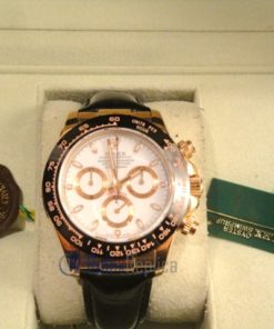 rolex replica daytona chocolate rose gold white dial pelle orologio replica copia imitazione