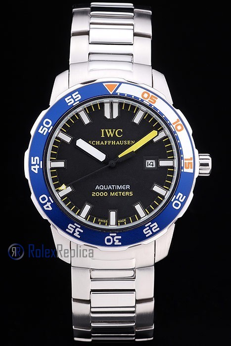 iwc replica acciaio aquatimer blu bezel orologio imitazione