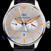 iwc replica 8 days power reserve argentèè strip leather orologio imitazione