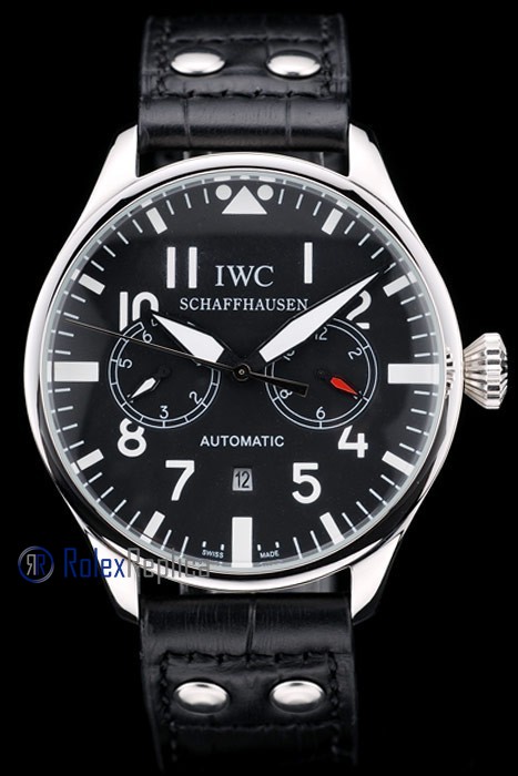 iwc replica 8 days power reserve black strip leather orologio imitazione - immagine 2