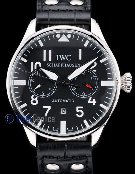 iwc replica 8 days power reserve black strip leather orologio imitazione