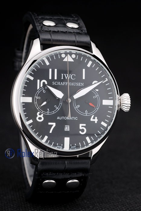 iwc replica 8 days power reserve black strip leather orologio imitazione - immagine 4
