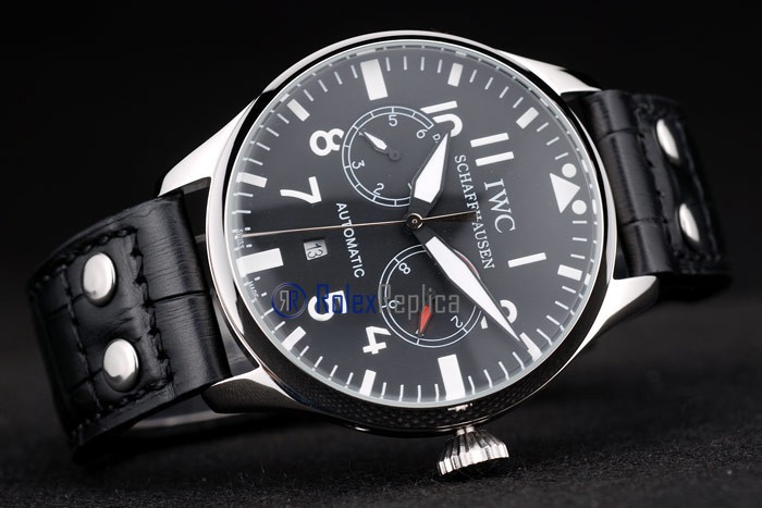 iwc replica 8 days power reserve black strip leather orologio imitazione - immagine 5