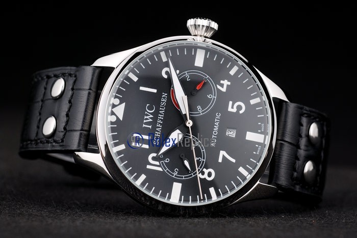 iwc replica 8 days power reserve black strip leather orologio imitazione - immagine 6