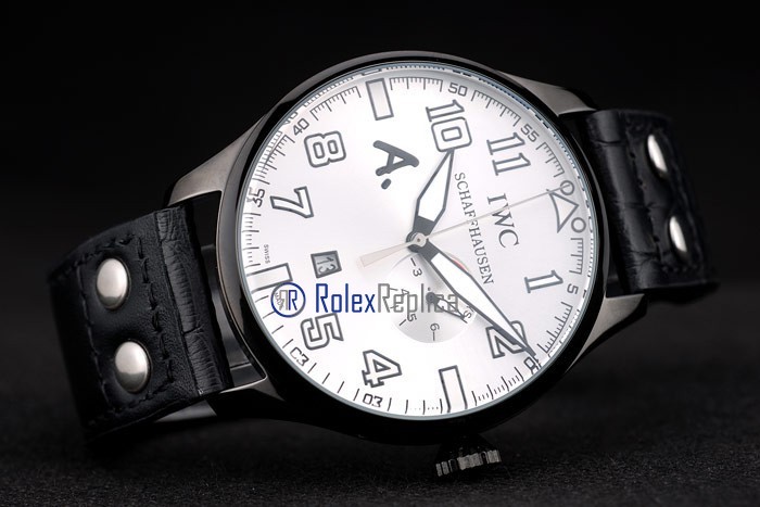 iwc replica 8 days power reserve white dial strip leather orologio imitazione - immagine 5