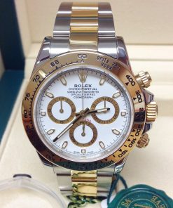Alternative view of rolex replica daytona crono acciaio oro white dial orologio replica copia imitazione
