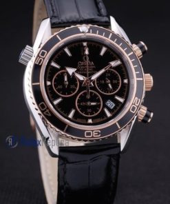 Omega replica seamaster co-axial chrono strip leather black dial imitazione copia