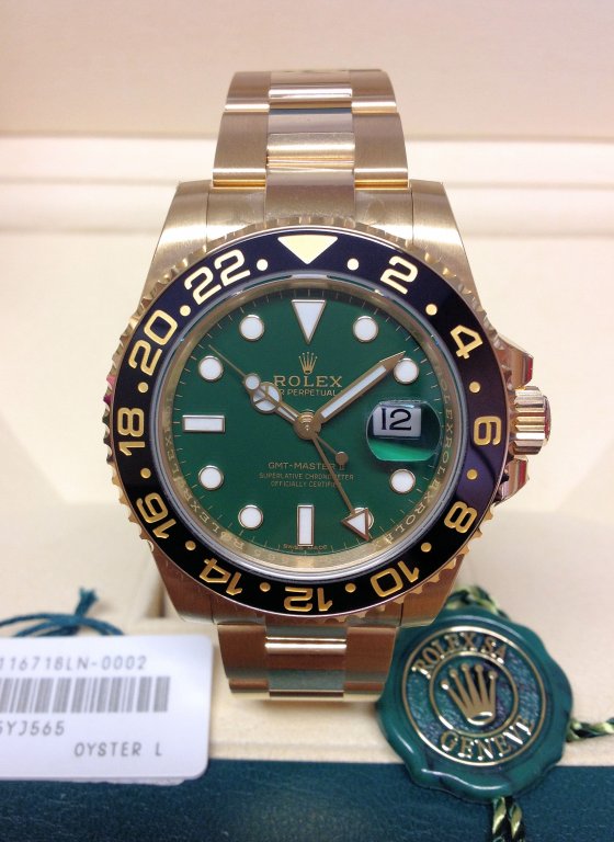 rolex replica GMT master II oro green dial ceramica orologio replica - immagine 2