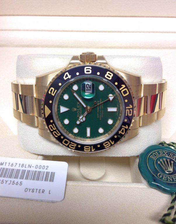 rolex replica GMT master II oro green dial ceramica orologio replica - immagine 3
