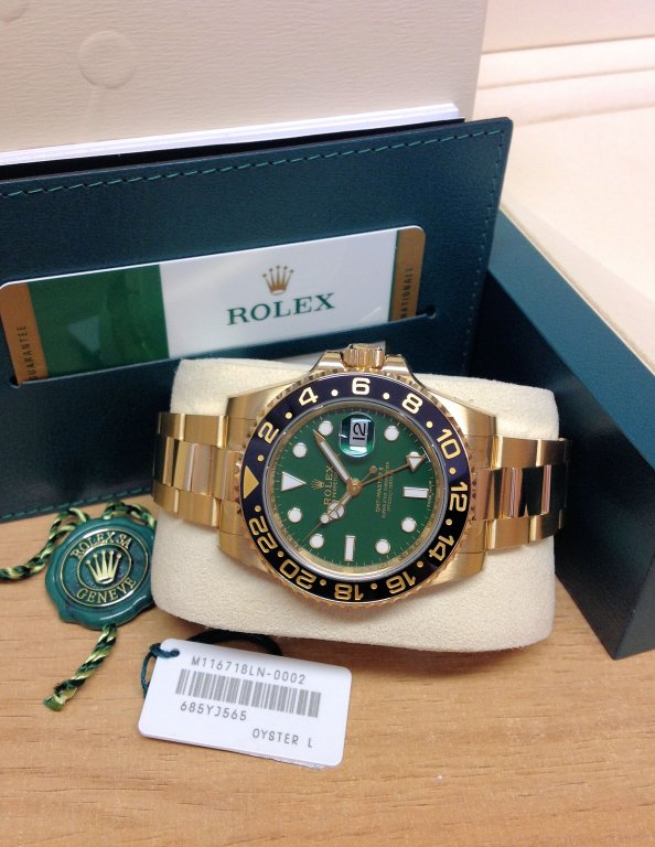 rolex replica GMT master II oro green dial ceramica orologio replica - immagine 7