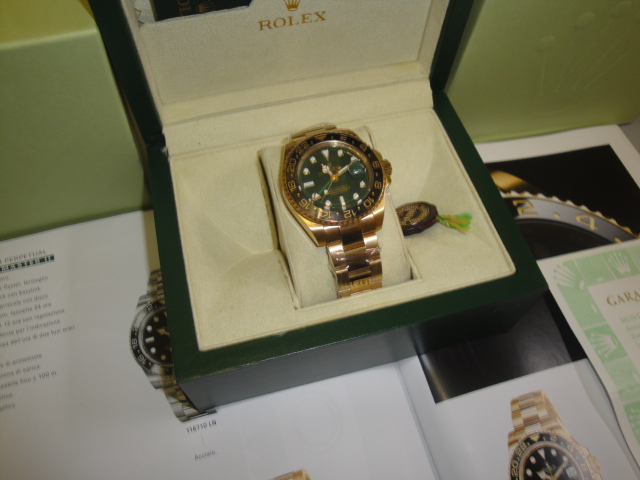 rolex replica GMT master II oro green dial ceramica orologio replica - immagine 5
