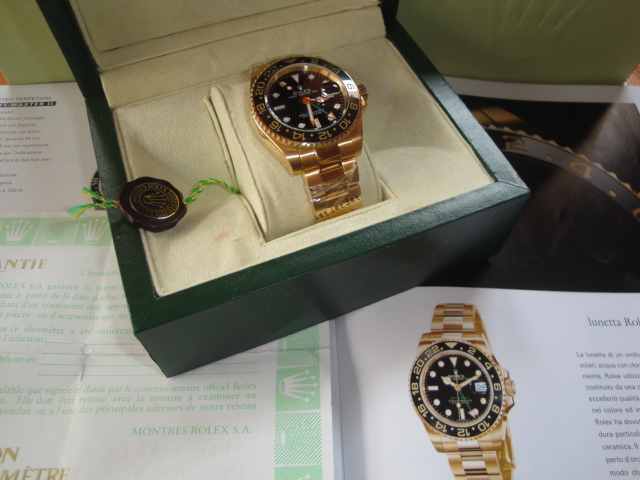 rolex replica GMT master II oro black dial ceramica orologio replica - immagine 9