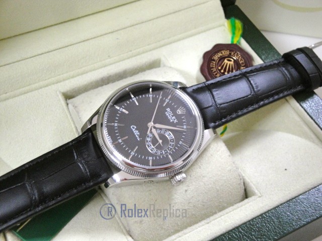 rolex replica cellini date black dial orologio replica cinturino pelle - immagine 11