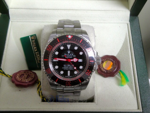 rolex replica deepsea seadweller acciaio black out red edition orologio replica - immagine 3