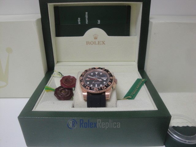 rolex replica GMT master II ceramica rose gold strip rubber orologio replica - immagine 6