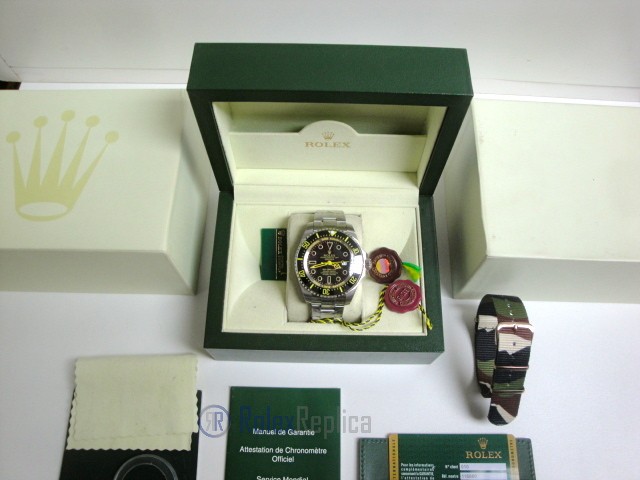 rolex replica deepsea seadweller acciaio black out yellow edition orologio replica - immagine 3
