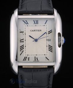 Cartier replica tank americaine acciaio strip leather black orologio imitazione perfetta