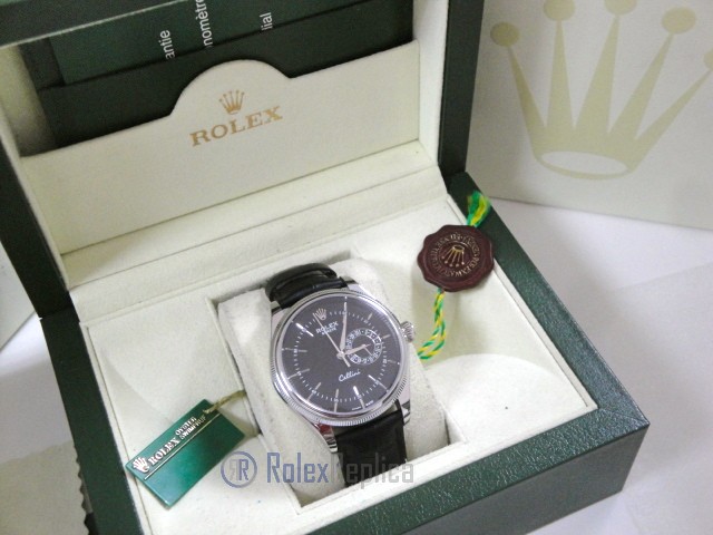 rolex replica cellini date black dial orologio replica cinturino pelle - immagine 3