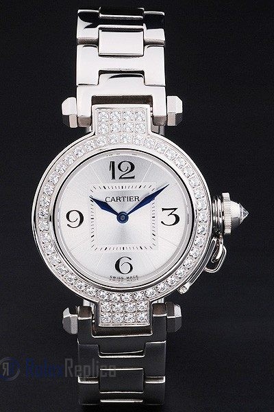 Cartier replica pasha acciaio brillantini bezel orologio imitazione perfetta - immagine 3