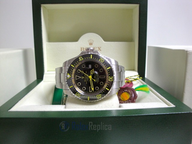 rolex replica deepsea seadweller acciaio black out yellow edition orologio replica - immagine 7