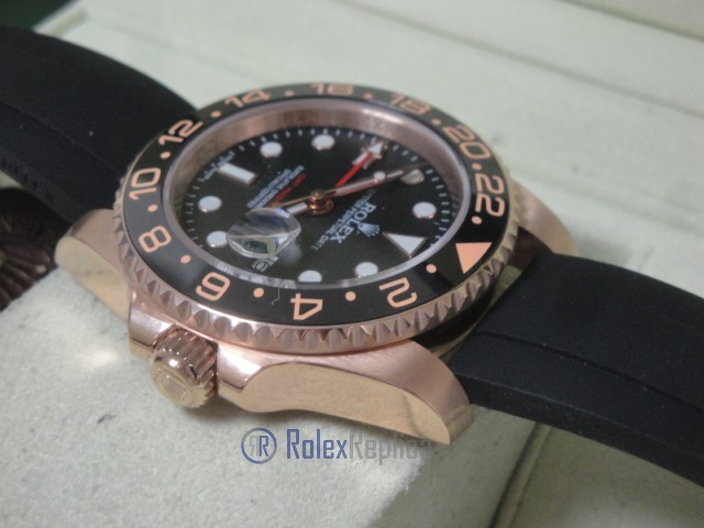 rolex replica GMT master II ceramica rose gold strip rubber orologio replica - immagine 12