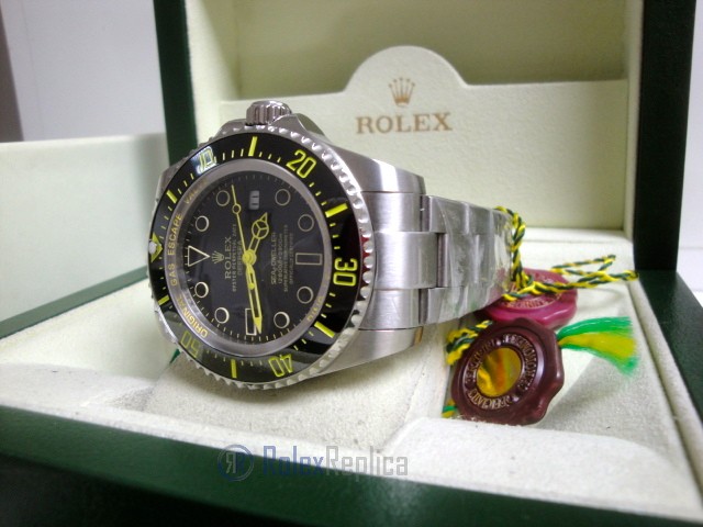 rolex replica deepsea seadweller acciaio black out yellow edition orologio replica - immagine 9