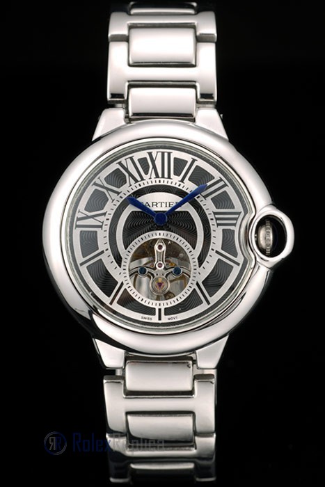Cartier replica ballon bleu acciaio tourbillon black dial orologio imitazione perfetta - immagine 2