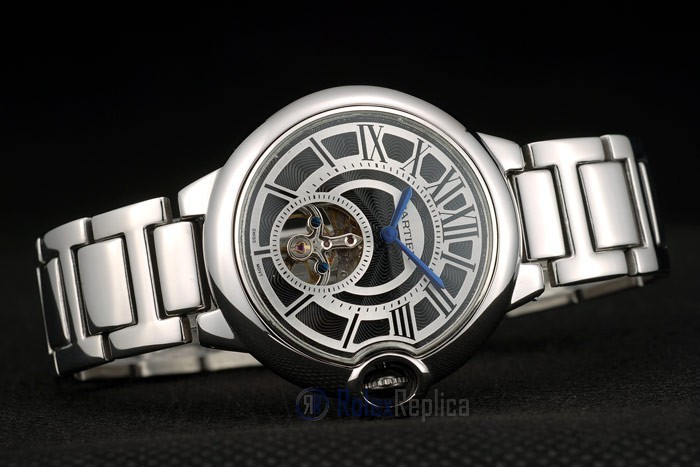 Cartier replica ballon bleu acciaio tourbillon black dial orologio imitazione perfetta - immagine 5