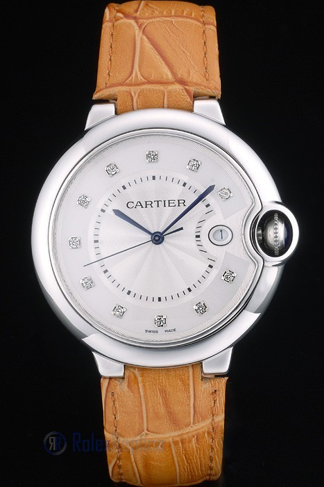 Cartier replica ballon bleu acciaio brillantini strip leather orologio imitazione perfetta - immagine 2