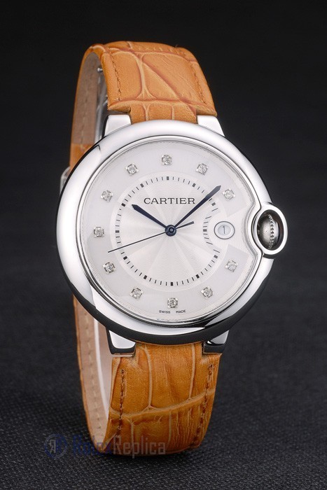 Cartier replica ballon bleu acciaio brillantini strip leather orologio imitazione perfetta - immagine 5