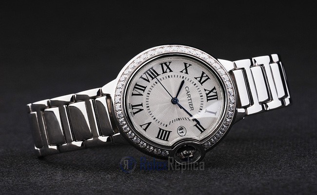 Cartier replica ballon bleu acciaio brillantini bezel white dial orologio imitazione perfetta - immagine 4