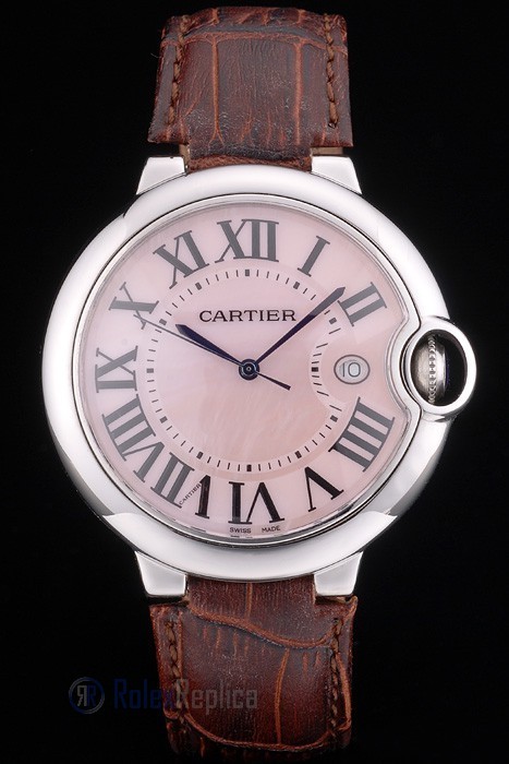 Cartier replica ballon bleu acciaio madreperla strip leather orologio imitazione perfetta - immagine 2
