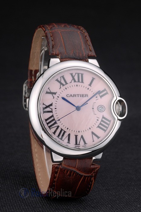 Cartier replica ballon bleu acciaio madreperla strip leather orologio imitazione perfetta - immagine 5
