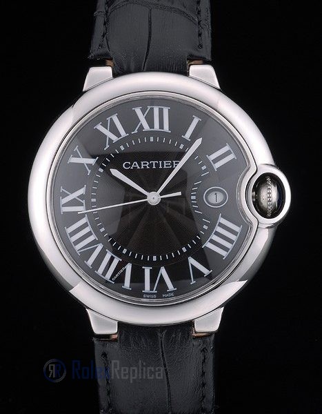 Cartier replica ballon bleu acciaio black strip leather orologio imitazione perfetta