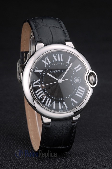 Cartier replica ballon bleu acciaio black strip leather orologio imitazione perfetta - immagine 5