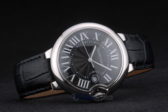 Cartier replica ballon bleu acciaio black strip leather orologio imitazione perfetta - immagine 6