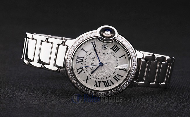 Cartier replica ballon bleu acciaio brillantini bezel white dial orologio imitazione perfetta - immagine 9
