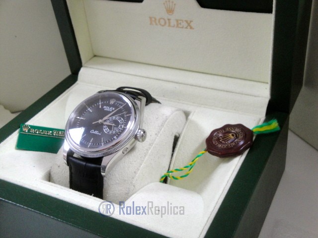 rolex replica cellini date black dial orologio replica cinturino pelle - immagine 5